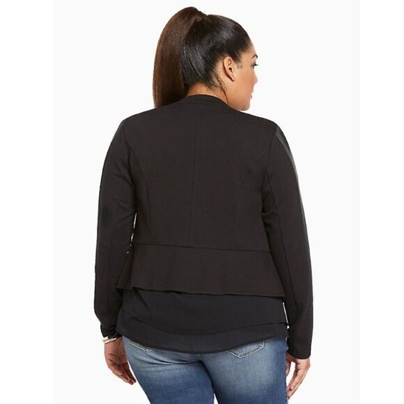 Torrid Black Mixed Media Faux Leather Sleeve Blazer Size 4x NWT Brand New - Picture 2 of 9